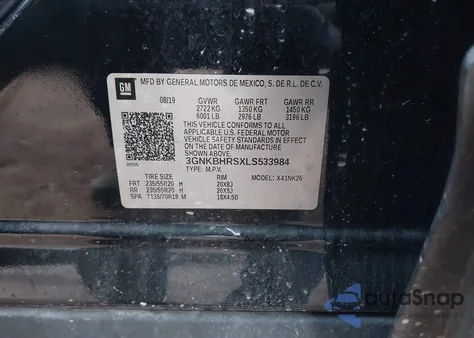 2020 Chevrolet Blazer Awd 2Lt из США, поврежденный, VIN 3GNKBHRSXLS533984